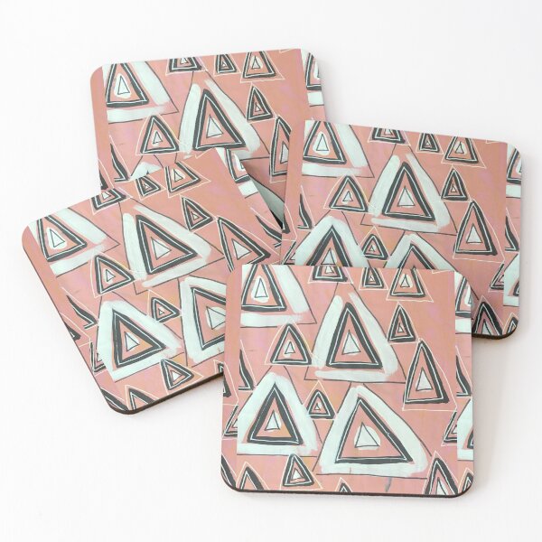Item preview, Abstract Pink, Black, and White Triangle Painting designed and sold by lylaedwards.
