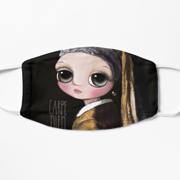 The girl with the pearl earring, big eyes art by Margherita Arrighi Flat Mask