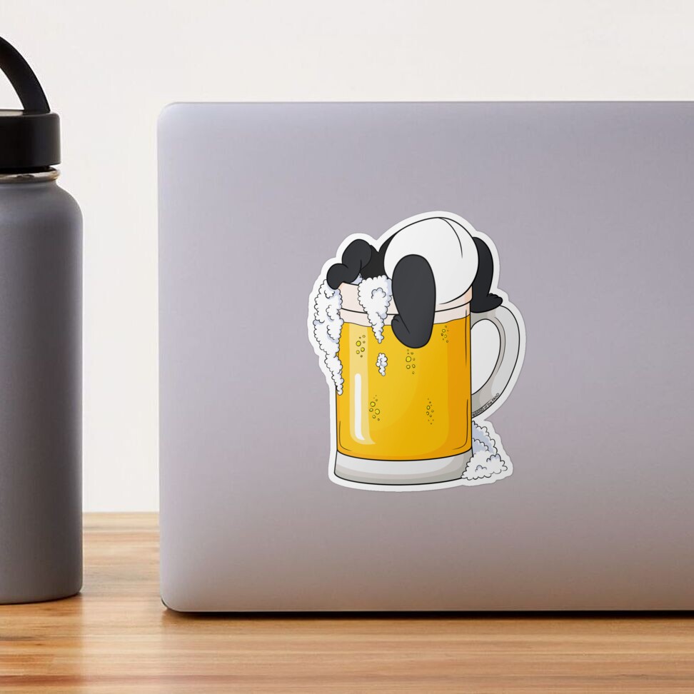 Sticker for Sale mit Trinken Sie Bier mit betrunkenem Panda von
