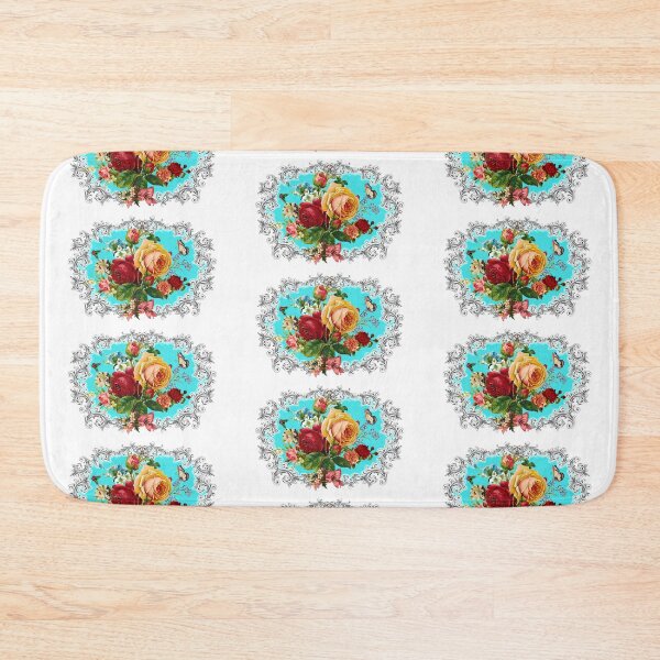 Item preview, Luxury Roses & Scrolls Center piece in Turquoise Background designed and sold by LizzyizzyDesign.