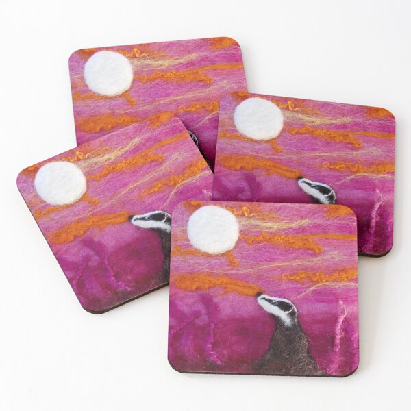 Item preview, Badger Pink Moon textile artwork, needle felted by The Wonky Fox designed and sold by TheWonkyFox.