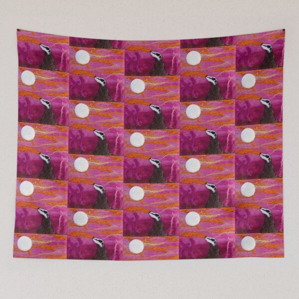 Item preview, Badger Pink Moon textile artwork, needle felted by The Wonky Fox designed and sold by TheWonkyFox.
