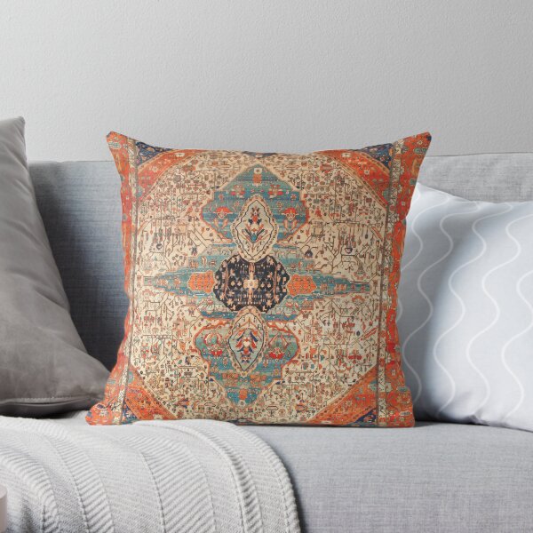 Mohtashan Kashan Persian Rug Print Throw Pillow