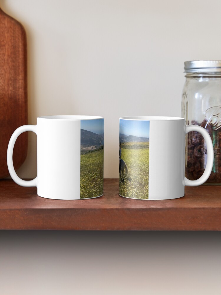 Alternate view of Zara and the yellow flower meadow Coffee Mug