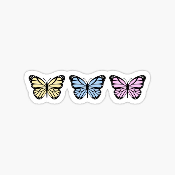 3 Pastel Butterflies Sticker