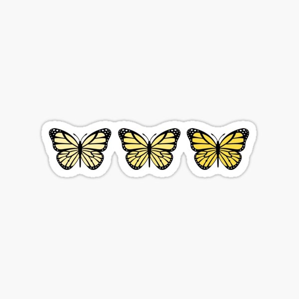 3 Yellow Ombre Butterflies Sticker