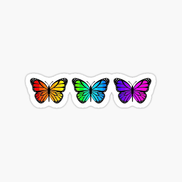 3 Rainbow Ombre Butterflies Sticker