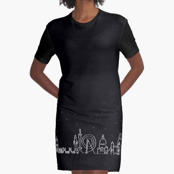 London Skyline at night Graphic T-Shirt Dress