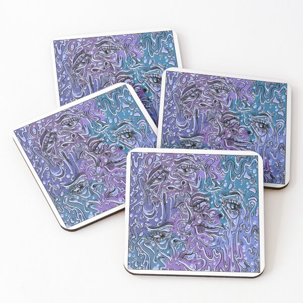 Item preview, Abstract Melting Faces in Blue designed and sold by lilypineapple.