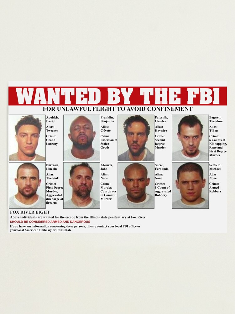 Prison Break FBI Wanted Poster | Poster