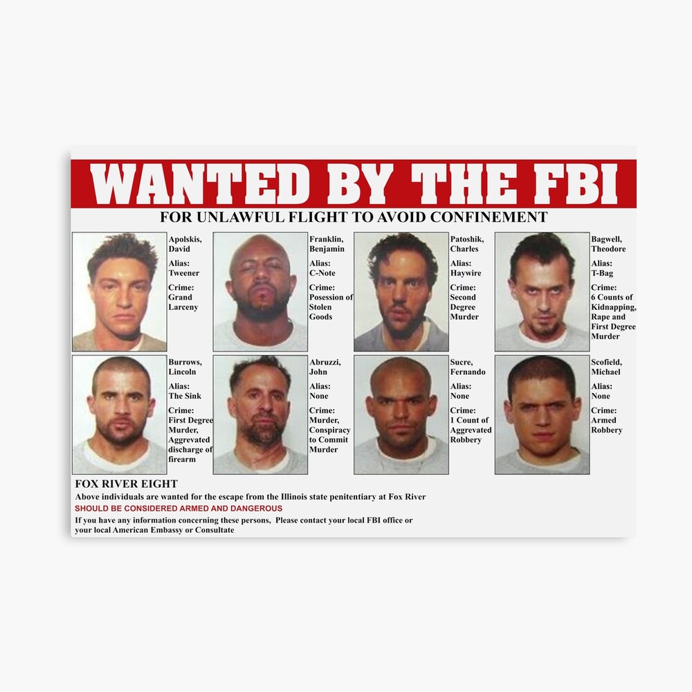 Prison Break FBI Wanted Poster | Poster