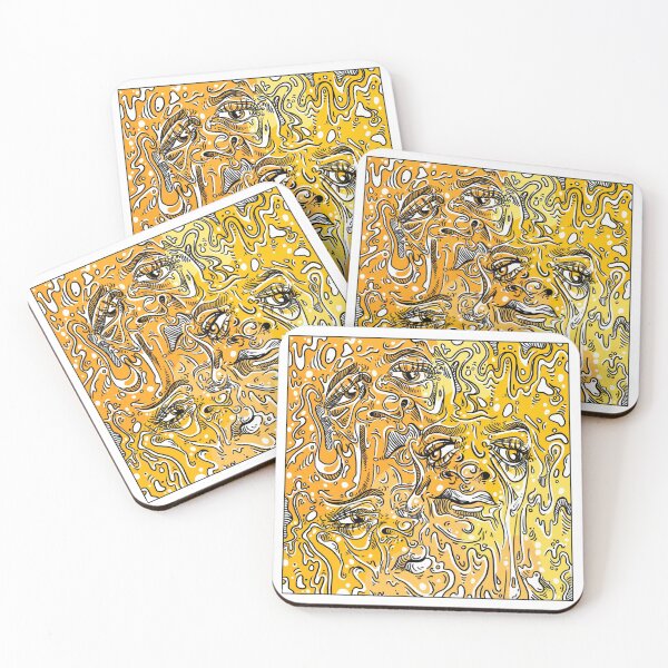 Item preview, Abstract Melting Faces sticker in yellow designed and sold by lilypineapple.