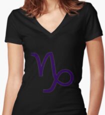 Capricorn Star Sign Women's Fitted V-Neck T-Shirt