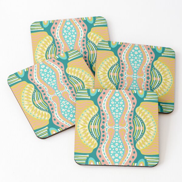 Item preview, Geometric, Abstract Green, Yellow, Coral, and Off White Pattern designed and sold by Kashabu.