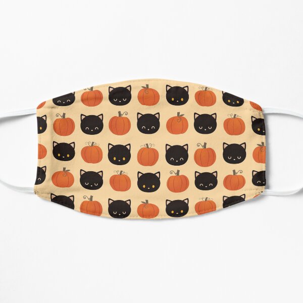 Black Cat and Pumpkin Pattern Flat Mask