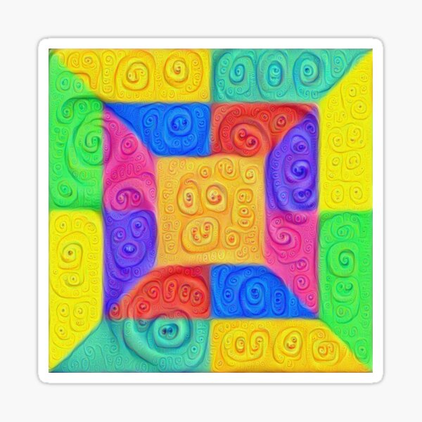 DeepDream Color Squares Visual Areas 2020+ Sticker