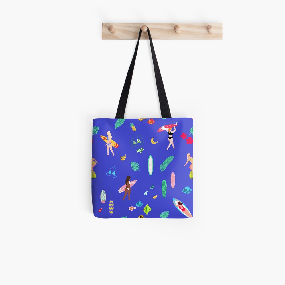 Tropical Surf Girl Pattern Tote Bag