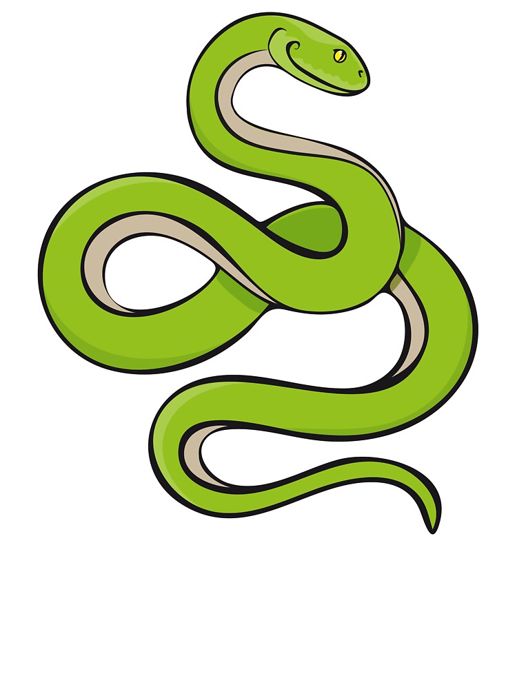 Smiling Green Snake Cartoon Drawing