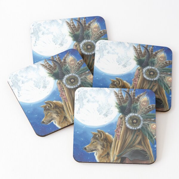 Item preview, Viking Woman Wolf Art Native American Art Moon Song designed and sold by Deanna Davoli.