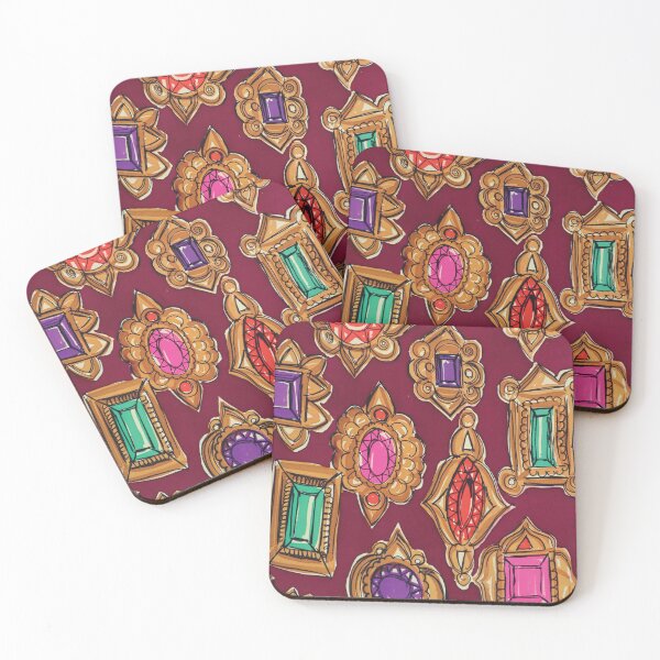 Item preview, Jewels on Plum ground designed and sold by Leslie Rogers Todder.