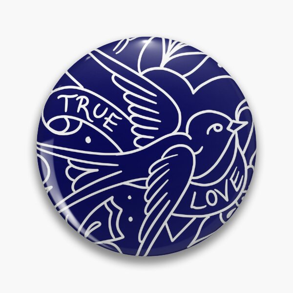 Item preview, Traditional Tattoo flash blue hearts heart swallow dagger om anchor designed and sold by SuburbanStoic.
