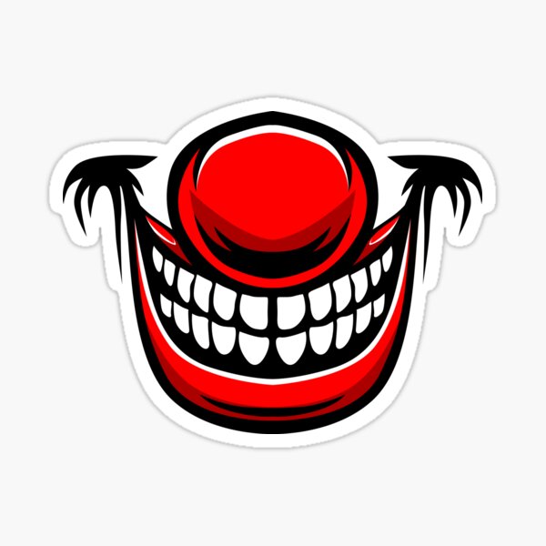 Smiley Face Killer Stickers Redbubble - clown emoji roblox decal