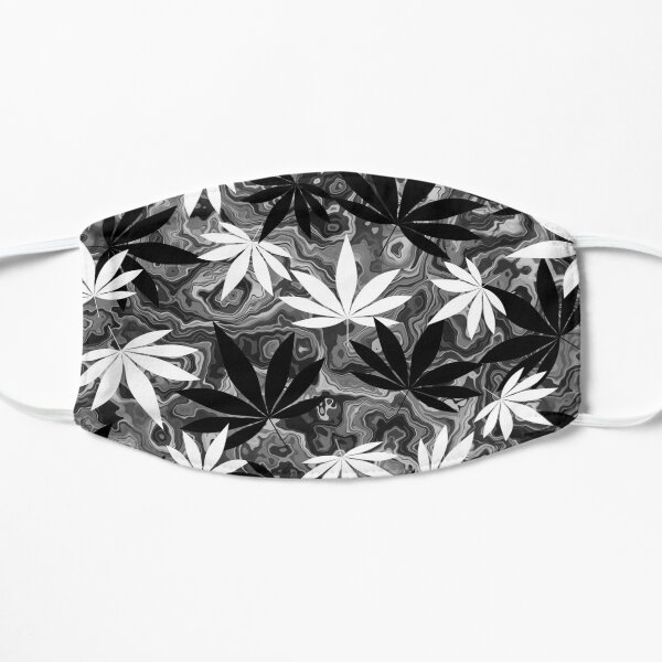 Black And White Weed Flat Mask