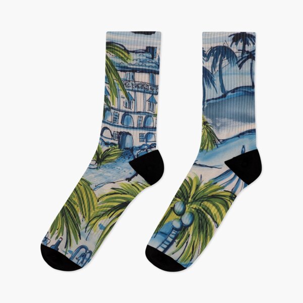 Item preview, Blue Tropical Scenic Hand Painted on Silk designed and sold by Leslie Rogers Todder.