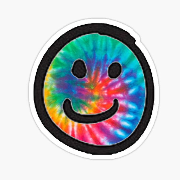 Rainbow Tie Dye Smiley Face Sticker
