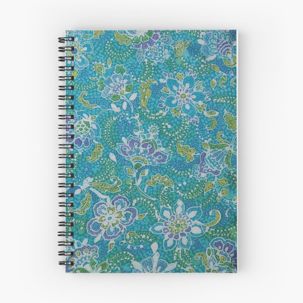 Item preview, Dotty Batik Paisley Floral in Blues, Turquoise and Purple designed and sold by Leslie Rogers Todder.