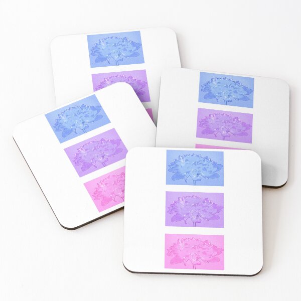 Item preview, Three Dahlias - blue purple pink pop art ink and watercolour style designed and sold by Latch Farm  Studios.