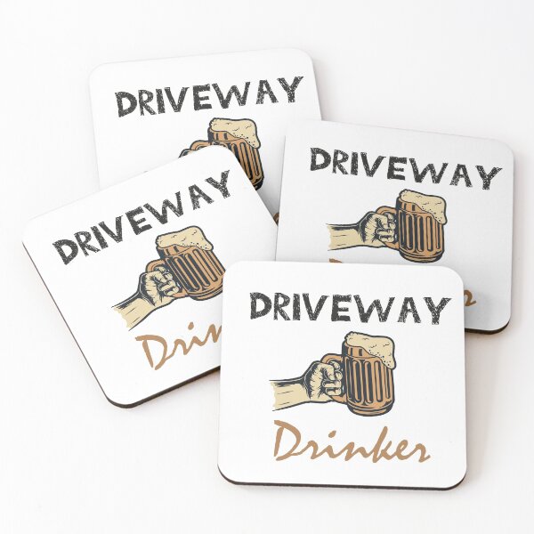 Item preview, DRIVEWAY Drinker social distancing quarantined Slim Fit T-Shirt designed and sold by Draw Design.
