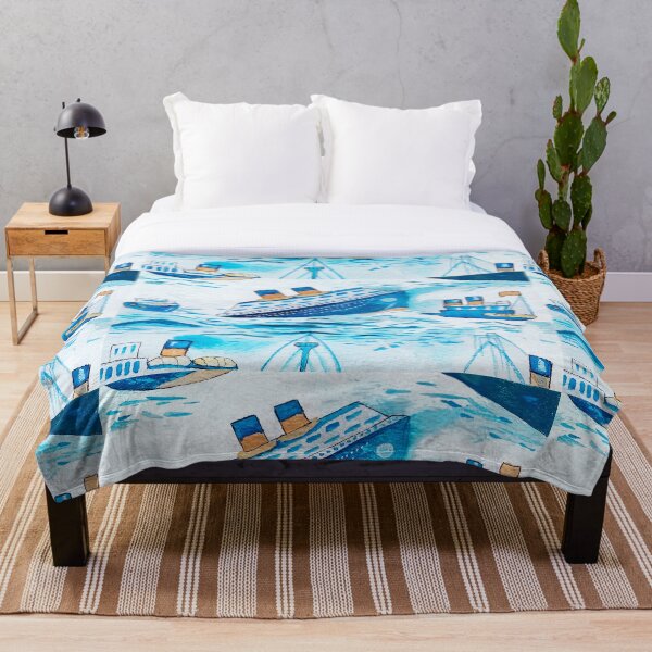 Ferry boats scrub cap Throw Blanket
