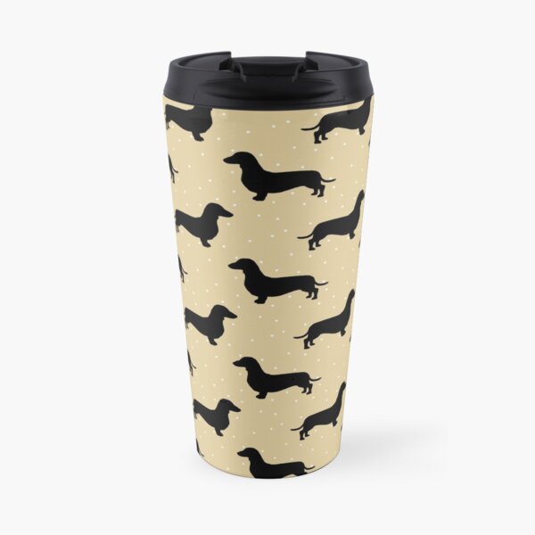 Short Hair Dachshund Cream Pattern Sausage Dog Travel Coffee Mug