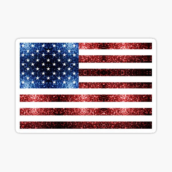 USA flag red blue faux sparkles glitters Sticker