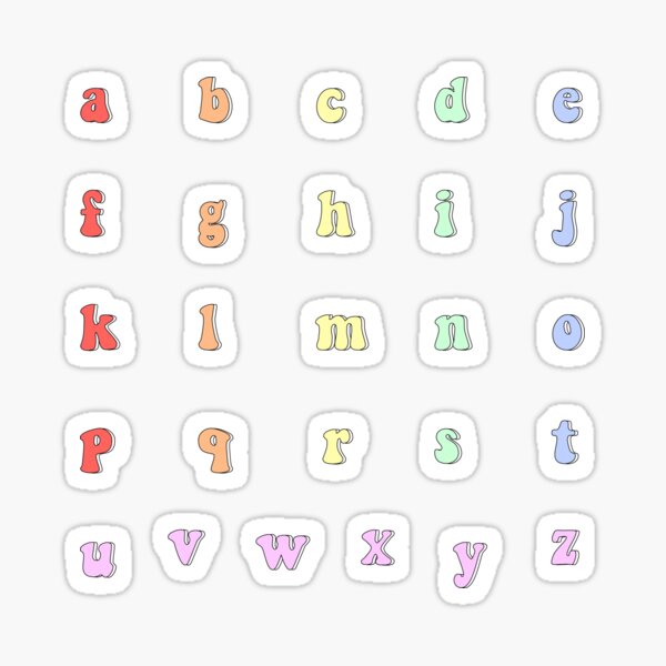 blue lowercase alphabet pack sticker for sale by kaitlynmh redbubble