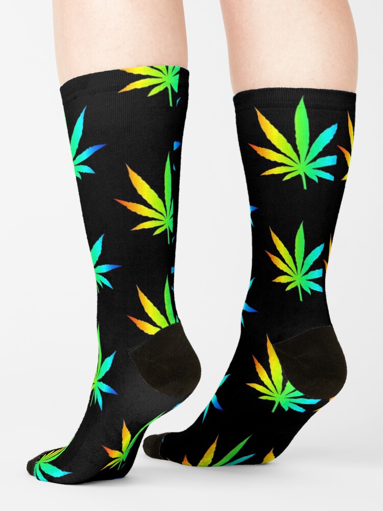 Discover Rainbow Marijuana Leaf | Socks