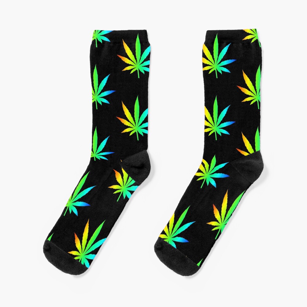 Discover Rainbow Marijuana Leaf | Socks