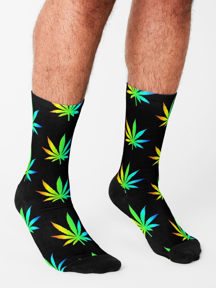 Disover Rainbow Marijuana Leaf | Socks
