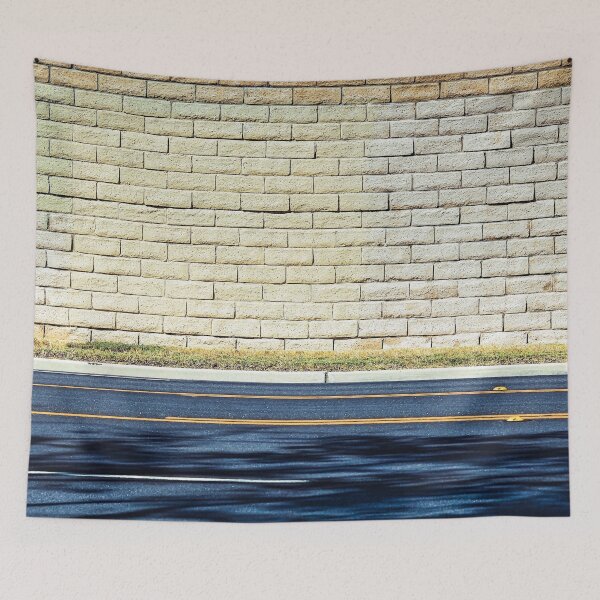 Item preview, road with shadows and brick wall background designed and sold by Mrvell.