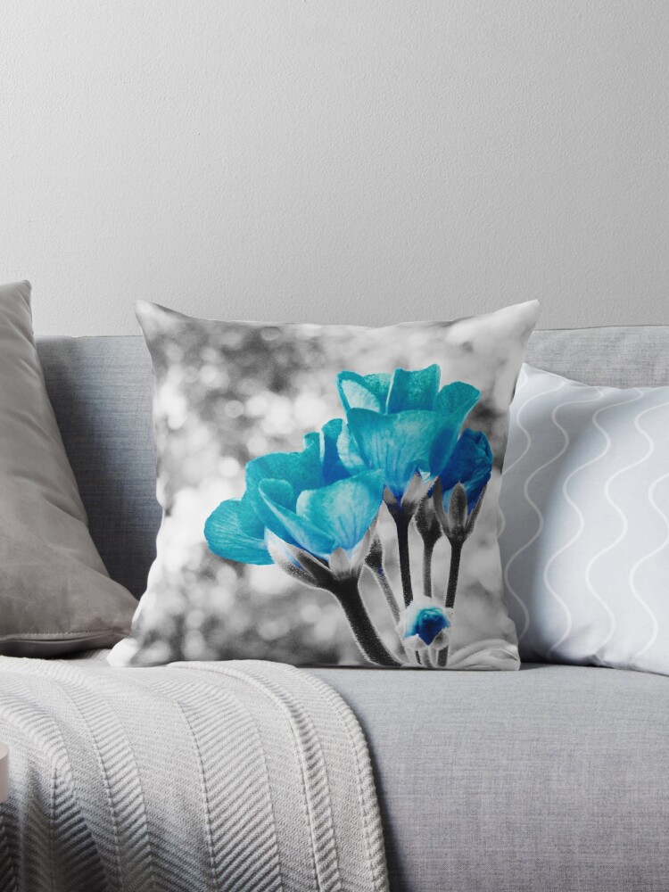 Cojín «Cerca De Flores De Flores Azul Turquesa» de 2sweetsDesign | Redbubble