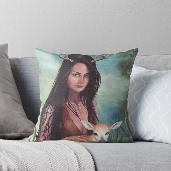 Item preview, Native American Woman Baby Deer Art designed and sold by Deanna Davoli.