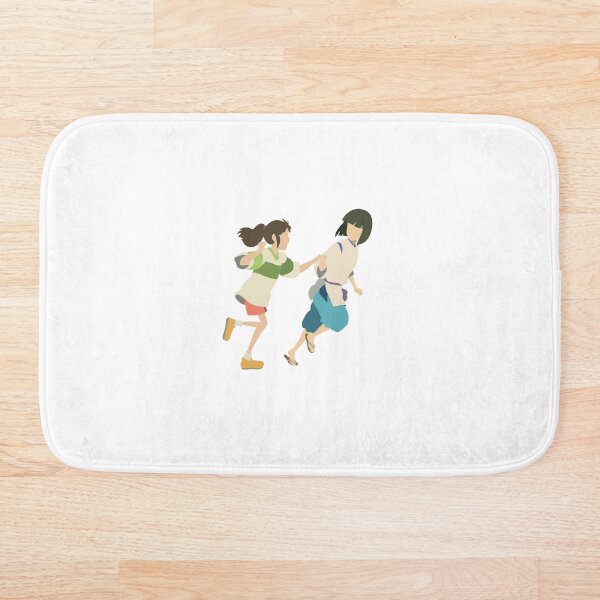 「Spirited Away」 Minimaler Aufkleber von Chihiro und Haku Badematte