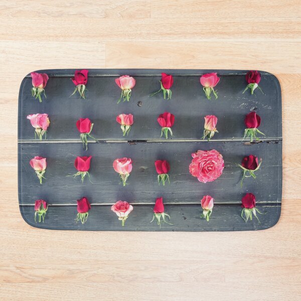 Item preview, fresh red and pink roses on the wooden table designed and sold by Mrvell.