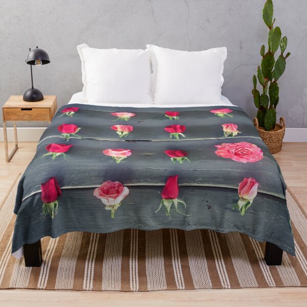 Item preview, fresh red and pink roses on the wooden table designed and sold by Mrvell.
