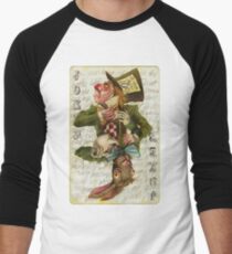 Mad Hatter Joker Card Men's Baseball Âľ T-Shirt