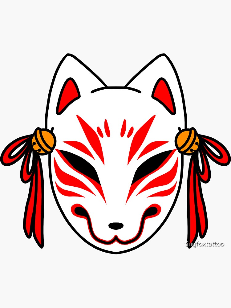 Kitsune Mask - Traditional Japanese Fox Sticker by -YourDesigner