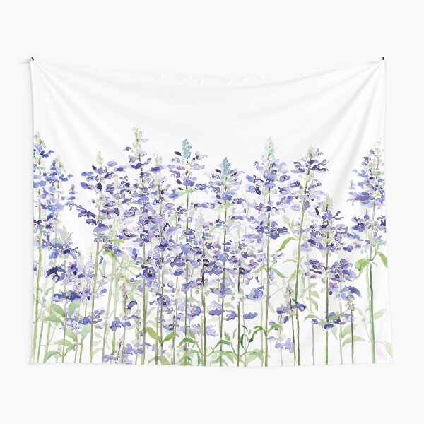 blue mealycup sage flowers watercolor Tapestry