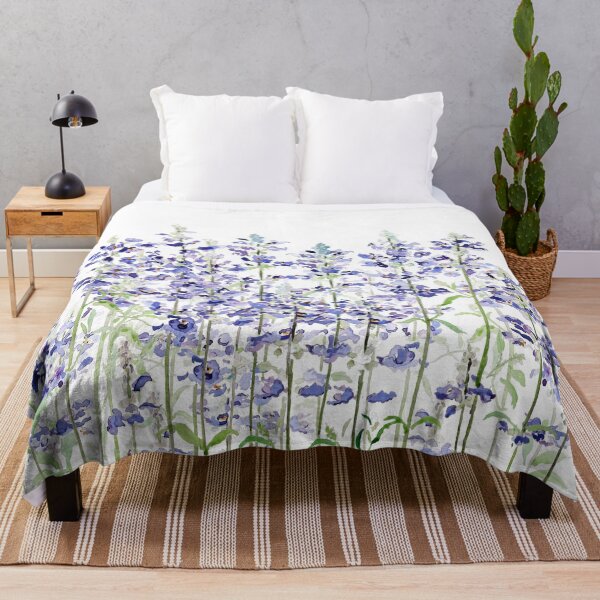 Item preview, hand painted blue mealycup sage flowers watercolor   designed and sold by ColorandColor.