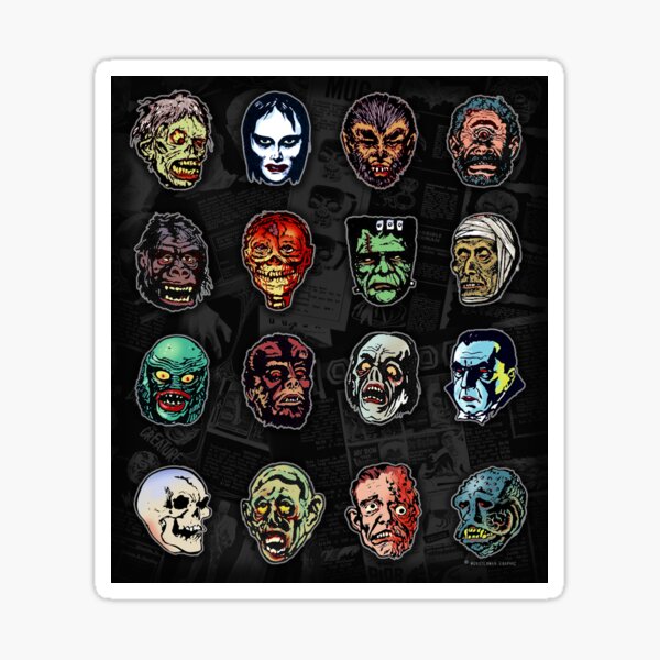 Horror Movie Monster Masks (color) Sticker
